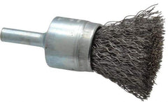 Osborn - 3/4" Brush Diam, Crimped, End Brush - 1/4" Diam Shank, 20,000 Max RPM - Exact Tool & Supply