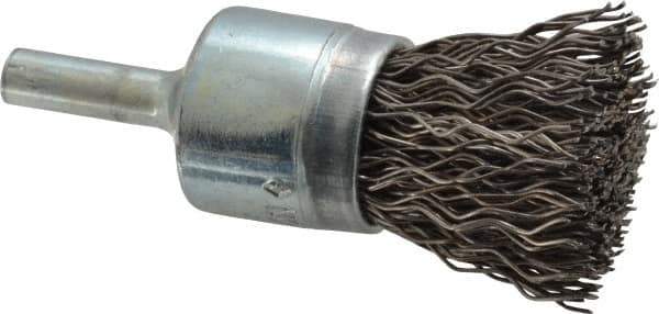 Osborn - 3/4" Brush Diam, Crimped, End Brush - 1/4" Diam Shank, 20,000 Max RPM - Exact Tool & Supply