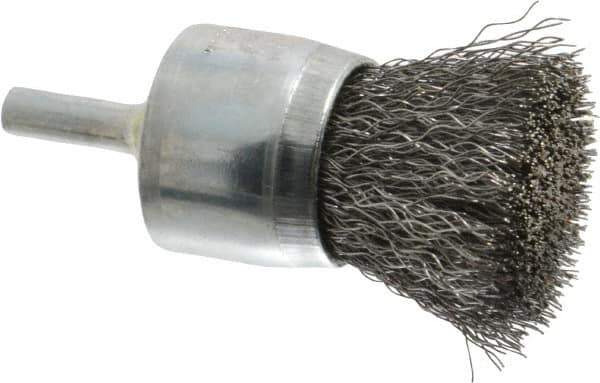 Osborn - 1" Brush Diam, Crimped, End Brush - 1/4" Diam Shank, 20,000 Max RPM - Exact Tool & Supply