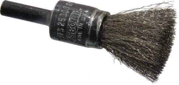 Osborn - 1/2" Brush Diam, Crimped, End Brush - 1/4" Diam Shank, 25,000 Max RPM - Exact Tool & Supply
