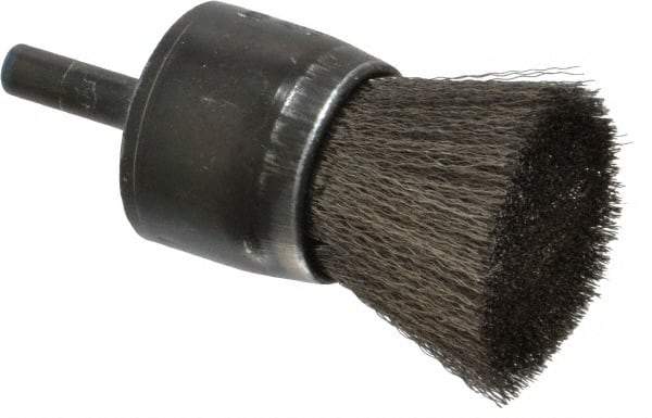 Osborn - 1" Brush Diam, Crimped, End Brush - 1/4" Diam Shank, 20,000 Max RPM - Exact Tool & Supply