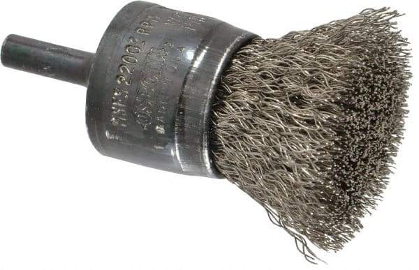 Osborn - 1" Brush Diam, Crimped, End Brush - 1/4" Diam Shank, 20,000 Max RPM - Exact Tool & Supply