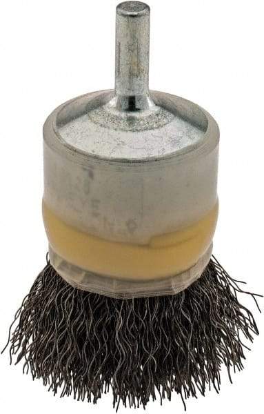 Osborn - 1" Brush Diam, Crimped, End Brush - 1/4" Diam Shank, 20,000 Max RPM - Exact Tool & Supply