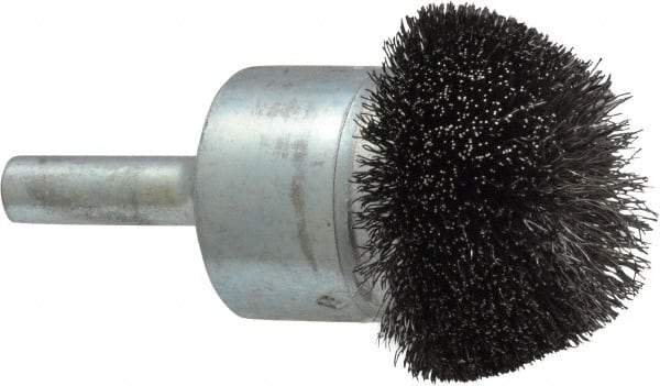 Osborn - 1-1/4" Brush Diam, Crimped, End Brush - 1/4" Diam Shank, 15,000 Max RPM - Exact Tool & Supply