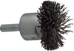 Osborn - 1-1/2" Brush Diam, Crimped, End Brush - 1/4" Diam Shank, 15,000 Max RPM - Exact Tool & Supply