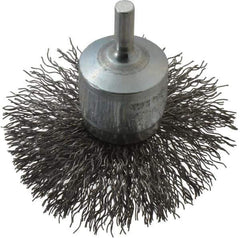 Osborn - 3" Brush Diam, Crimped, End Brush - 1/4" Diam Shank, 15,000 Max RPM - Exact Tool & Supply