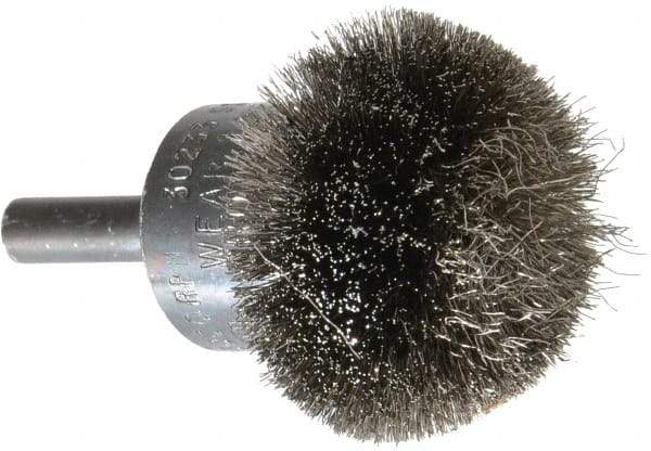 Osborn - 1-1/2" Brush Diam, Crimped, End Brush - 1/4" Diam Shank, 15,000 Max RPM - Exact Tool & Supply