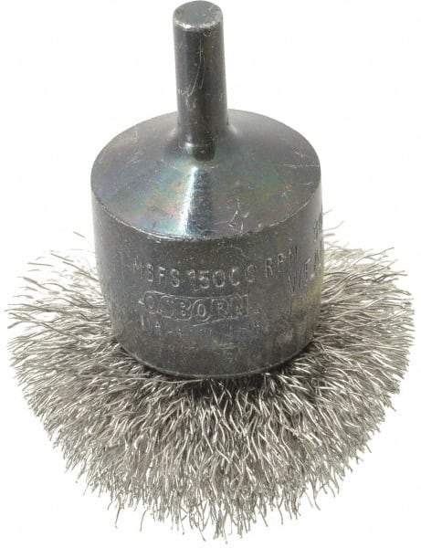 Osborn - 2" Brush Diam, Crimped, End Brush - 1/4" Diam Shank, 15,000 Max RPM - Exact Tool & Supply