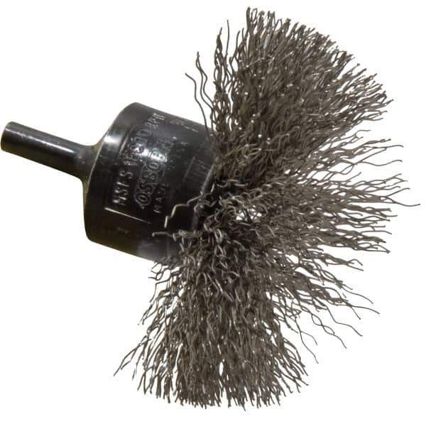 Osborn - 3" Brush Diam, Crimped, End Brush - 1/4" Diam Shank, 15,000 Max RPM - Exact Tool & Supply