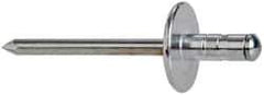 RivetKing - Size 62-64 Large Flange Head Aluminum Multi Grip Blind Rivet - Steel Mandrel, 0.062" to 1/4" Grip, 0.612" Head Diam, 0.192" to 0.196" Hole Diam, 0.519" Length Under Head, 3/16" Body Diam - Exact Tool & Supply