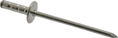RivetKing - Size 43-44 Large Flange Head Aluminum Multi Grip Blind Rivet - Steel Mandrel, 0.156" to 1/4" Grip, 3/8" Head Diam, 0.129" to 0.133" Hole Diam, 1/2" Length Under Head, 1/8" Body Diam - Exact Tool & Supply