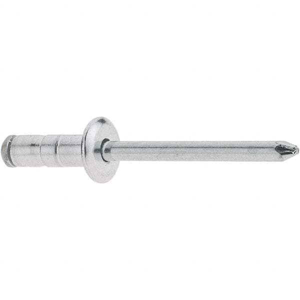 RivetKing - Size 52-54 Large Flange Head Aluminum Multi Grip Blind Rivet - Steel Mandrel, 0.047" to 0.276" Grip, 1/2" Head Diam, 0.16" to 0.164" Hole Diam, 0.512" Length Under Head, 5/32" Body Diam - Exact Tool & Supply