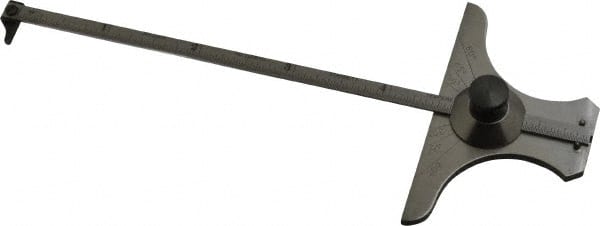 Starrett - 0 to 6 Inch Rule Measurement Range, 30 to 60° Angle Measurement Range, Steel Depth and Angle Gage with Rod - Exact Tool & Supply