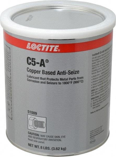 Loctite - 8 Lb Can High Temperature Anti-Seize Lubricant - Copper/Graphite, -29 to 1,800°F, Copper Colored, Water Resistant - Exact Tool & Supply