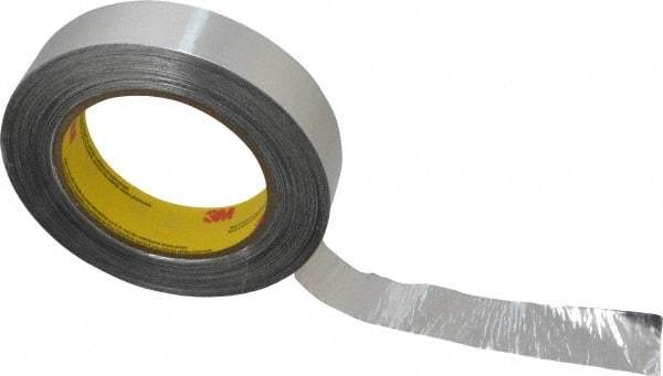 3M - 1" x 55m Silver Foil Tape - 4.6 mil, Acrylic Adhesive, Aluminum Foil Backing, 30 Lb/ln Tensile Strength, -65.2°F to 300°F, Series 425 - Exact Tool & Supply