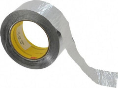 3M - 2" x 55m Silver Foil Tape - 4.6 mil, Acrylic Adhesive, Aluminum Foil Backing, 30 Lb/ln Tensile Strength, -65.2°F to 300°F, Series 425 - Exact Tool & Supply