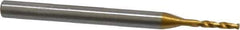 OSG - 1.30048mm 140° Spiral Flute Vanadium High Speed Steel Screw Machine Drill Bit - TiN Finish, Right Hand Cut, 8mm Flute Length, 40mm OAL, Faceted Point, Straight Shank - Exact Tool & Supply