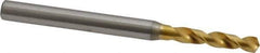 OSG - 3.0988mm 130° Spiral Flute Vanadium High Speed Steel Screw Machine Drill Bit - TiN Finish, Right Hand Cut, 18mm Flute Length, 50mm OAL, Faceted Point, Straight Shank - Exact Tool & Supply