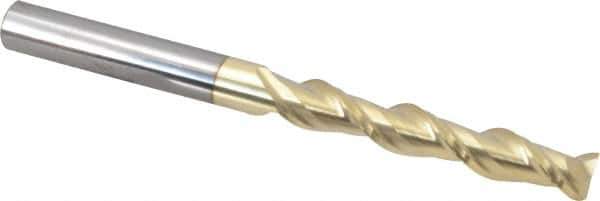 ProMax - 1/2", 3" LOC, 1/2" Shank Diam, 6" OAL, 2 Flute, Solid Carbide Square End Mill - Single End, ZrN Finish, Spiral Flute, 40° Helix, Centercutting, Right Hand Cut, Right Hand Flute, Series 108 - Exact Tool & Supply