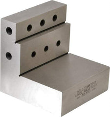 Starrett - 3" Wide x 3" Deep x 3" High Steel Precision-Ground Angle Plate - Stepped Plate, Machined Holes on Surface, Open End, Single Plate - Exact Tool & Supply