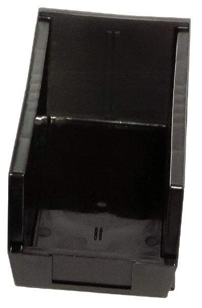 Quantum Storage - 30 Lb. Load Capacity, 10-7/8" Deep, Black Polypropylene Hopper Stacking Bin - 5" High x 5-1/2" Wide x 10-7/8" Long - Exact Tool & Supply