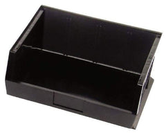 Quantum Storage - 75 Lb. Load Capacity, 14-3/4" Deep, Black Polypropylene Hopper Stacking Bin - 7" High x 16-1/2" Wide x 14-3/4" Long - Exact Tool & Supply