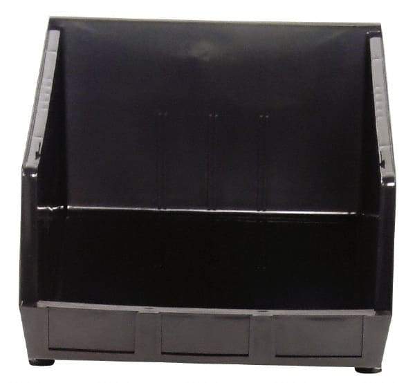 Quantum Storage - 75 Lb. Load Capacity, 18" Deep, Black Polypropylene Hopper Stacking Bin - 11" High x 16-1/2" Wide x 18" Long - Exact Tool & Supply