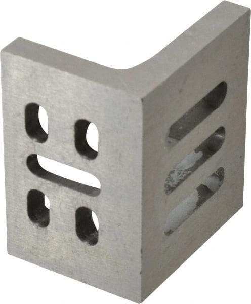 Interstate - 3" Wide x 2" Deep x 2-1/2" High Cast Iron Partially Machined Angle Plate - Slotted Plate, Through-Slots on Surface, Webbed, Single Plate - Exact Tool & Supply