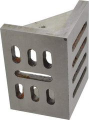 Interstate - 4-1/2" Wide x 3" Deep x 3-1/2" High Cast Iron Partially Machined Angle Plate - Slotted Plate, Through-Slots on Surface, Webbed, Single Plate - Exact Tool & Supply