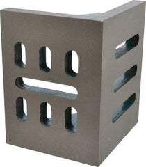 Interstate - 6" Wide x 4-1/2" Deep x 5" High Cast Iron Partially Machined Angle Plate - Slotted Plate, Through-Slots on Surface, Webbed, Single Plate - Exact Tool & Supply