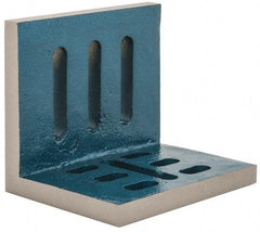 Interstate - 6" Wide x 4-1/2" Deep x 5" High Cast Iron Partially Machined Angle Plate - Slotted Plate, Through-Slots on Surface, Open End, Single Plate - Exact Tool & Supply