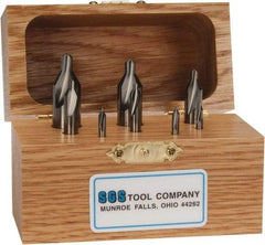 SGS - 8 Piece, #00 to 6, 1/8 to 1/2" Body Diam, 1/32 to 7/32" Point Diam, Plain Edge, Solid Carbide Combo Drill & Countersink Set - 60° Incl Angle, 1-1/2 to 3" OAL, Double End, 301 Series Compatibility - Exact Tool & Supply
