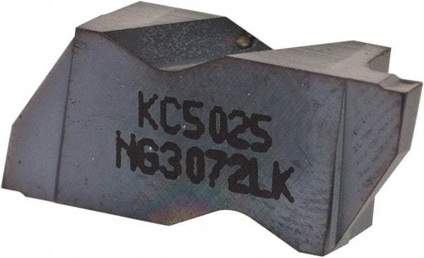 Kennametal - 3072NG K Grade KC5025, 1.83mm Cutting Width Carbide Grooving Insert - 2.39mm Max Depth of Cut, Left Hand, 0.19mm Corner Radius, TiAlN Finish - Exact Tool & Supply