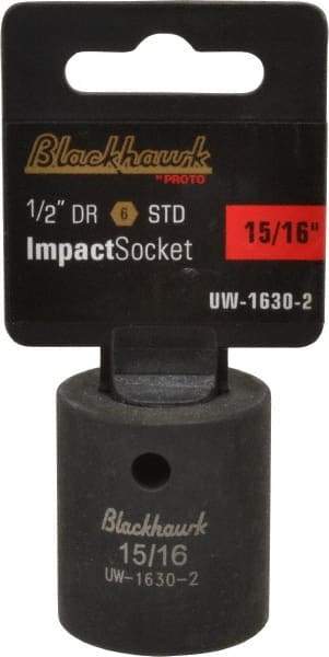 Blackhawk by Proto - 1/2" Drive 15/16" Standard Impact Socket - 6 Points, 1-3/4" OAL - Exact Tool & Supply