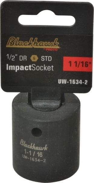 Blackhawk by Proto - 1/2" Drive 1-1/16" Standard Impact Socket - 6 Points, 1-3/4" OAL - Exact Tool & Supply