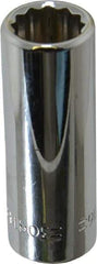 Blackhawk by Proto - 7/16", 3/8" Drive, Deep Hand Socket - 12 Points, 1-13/16" OAL, Chrome Finish - Exact Tool & Supply