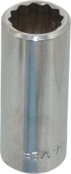 Blackhawk by Proto - 1/2", 3/8" Drive, Deep Hand Socket - 12 Points, 1-13/16" OAL, Chrome Finish - Exact Tool & Supply