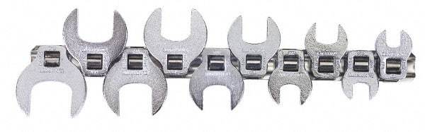 Blackhawk by Proto - 10 Piece 3/8" Drive Open End Crowfoot Wrench Set - 3/8 to 1", with Clip Rail - Exact Tool & Supply