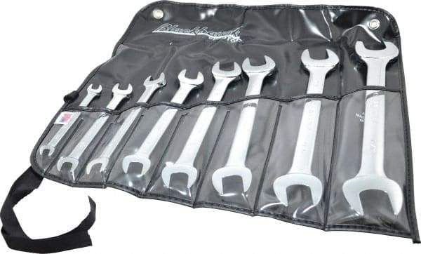 Blackhawk by Proto - 8 Piece, 1/4" to 1", Open End Wrench Set - Inch Measurement Standard, Full Polish Finish, Comes in Vinyl Roll - Exact Tool & Supply