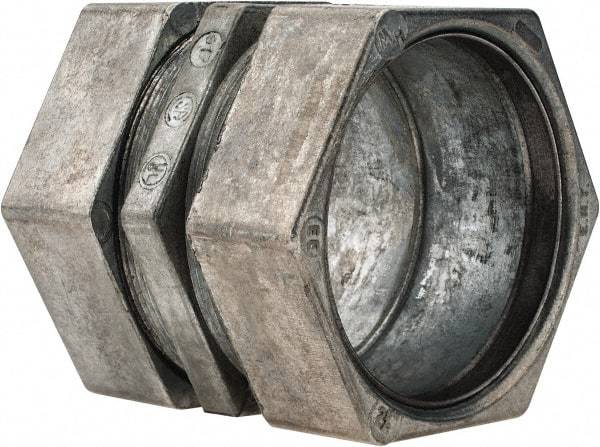 Thomas & Betts - 2-1/2" Trade, Die Cast Zinc Compression EMT Conduit Coupling - Noninsulated - Exact Tool & Supply