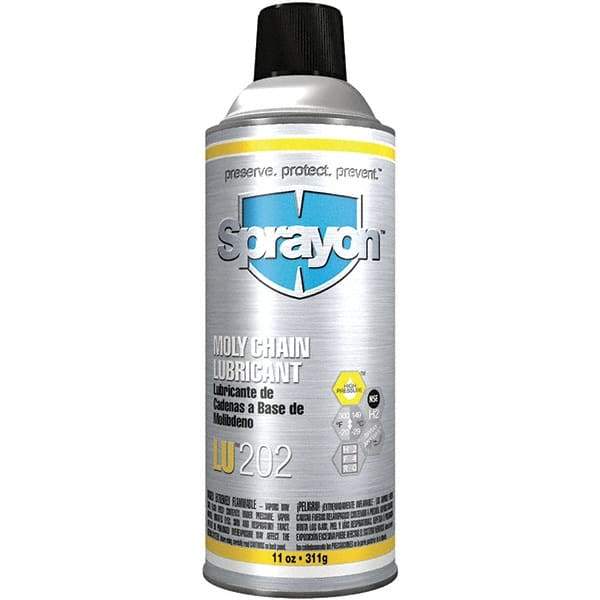Sprayon - 11 oz Aerosol Extreme Pressure Moly Chain & Cable Lubricant - Light Amber, -20 to 300°F, Food Grade - Exact Tool & Supply