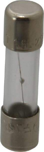 Ferraz Shawmut - 250 VAC, 1.6 Amp, Time Delay Miniature Glass Fuse - Clip Mount, 20mm OAL, 5mm Diam - Exact Tool & Supply