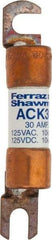 Ferraz Shawmut - 30 Amp Time Delay Round Forklift & Truck Fuse - 125VAC, 125VDC, 3.07" Long x 0.5" Wide, Bussman ACK30, Ferraz Shawmut ACK30 - Exact Tool & Supply