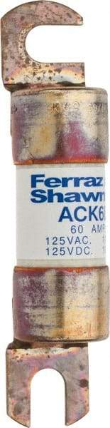 Ferraz Shawmut - 60 Amp Time Delay Round Forklift & Truck Fuse - 125VAC, 125VDC, 3.74" Long x 0.75" Wide, Bussman ACK60, Ferraz Shawmut ACK60 - Exact Tool & Supply