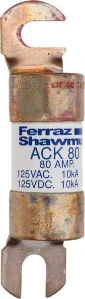Ferraz Shawmut - 80 Amp Time Delay Round Forklift & Truck Fuse - 125VAC, 125VDC, 4.46" Long x 1" Wide, Bussman ACK80, Ferraz Shawmut ACK80 - Exact Tool & Supply