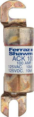 Ferraz Shawmut - 100 Amp Time Delay Round Forklift & Truck Fuse - 125VAC, 125VDC, 4.46" Long x 1" Wide, Bussman ACK100, Ferraz Shawmut ACK100 - Exact Tool & Supply