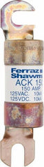 Ferraz Shawmut - 150 Amp Time Delay Round Forklift & Truck Fuse - 125VAC, 125VDC, 4.72" Long x 1" Wide, Bussman ACK150, Ferraz Shawmut ACK150 - Exact Tool & Supply