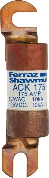 Ferraz Shawmut - 175 Amp Time Delay Round Forklift & Truck Fuse - 125VAC, 125VDC, 4.72" Long x 1" Wide, Bussman ACK175, Ferraz Shawmut ACK175 - Exact Tool & Supply