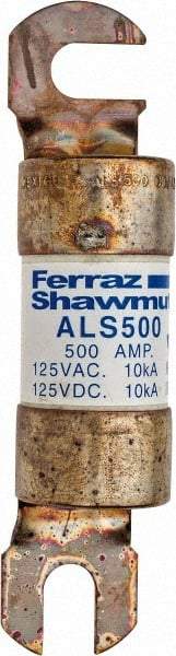 Ferraz Shawmut - 500 Amp General Purpose Round Forklift & Truck Fuse - 125VAC, 125VDC, 4.71" Long x 1" Wide, Bussman ALS500, Ferraz Shawmut ALS500 - Exact Tool & Supply