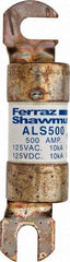Ferraz Shawmut - 500 Amp General Purpose Round Forklift & Truck Fuse - 125VAC, 125VDC, 4.71" Long x 1" Wide, Bussman ALS500, Ferraz Shawmut ALS500 - Exact Tool & Supply